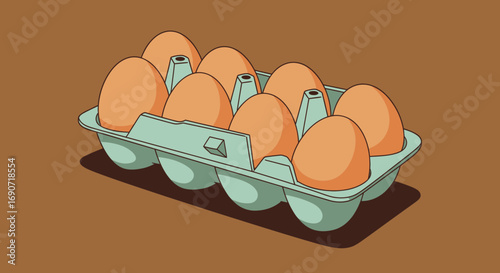 Cartoon Eggs in Carton Illustration.