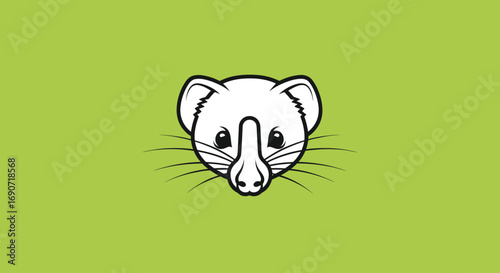 Monochrome line art illustration of a ferret head mascot.