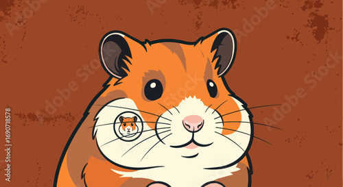 Cute cartoon hamster with chubby cheeks and big eyes.
