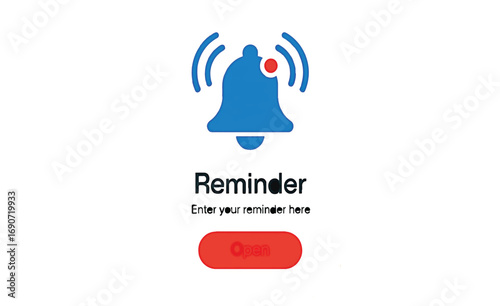 Reminder Interface A Simple Application Concept with Notification Bell and Button