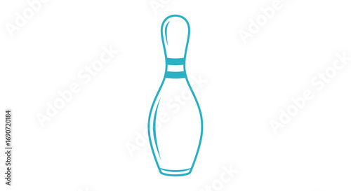 Hand drawn blue bowling pin sketch illustration isolated on white.