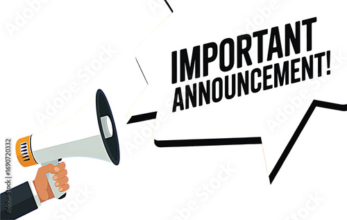 Important Notice Hand Holding Megaphone to Deliver a Significant Public Announcement
