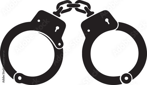 Police Handcuffs Silhouette Icon - Law and Justice Symbol