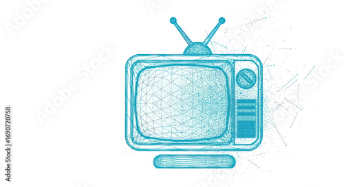 Retro Television Set with Antenna and Knobs.