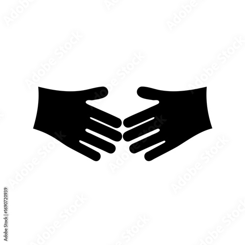 Stylized illustration of two hands reaching toward each other against white background
