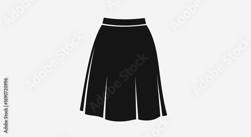 Elegant Black Skirt with Pleats and Waistband Detail.