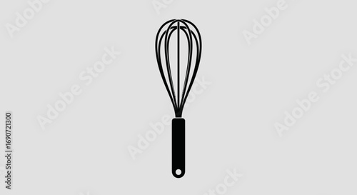 Simple Black Silhouette of a Kitchen Whisk Tool.