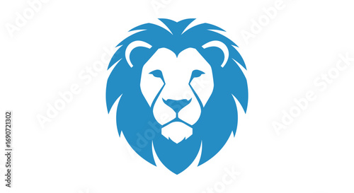 Blue lion head logo with majestic mane symbol.