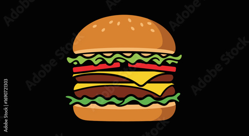 Juicy double cheeseburger with lettuce and tomato.