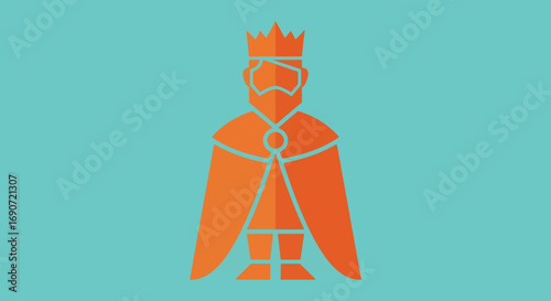 Stylized King in Orange Robe and Crown.