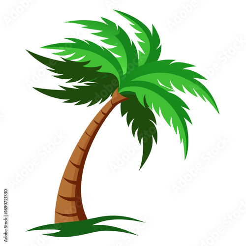 Coastal Windswept Palm Illustration