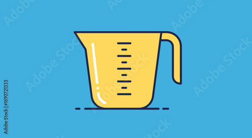 Yellow Measuring Cup with Handle and Measurement Markings.