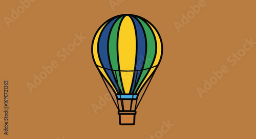 Colorful hot air balloon soaring high in the sky ready for adventure.
