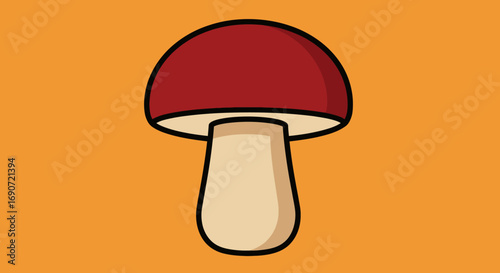 Simple cartoon illustration of a red cap mushroom icon.