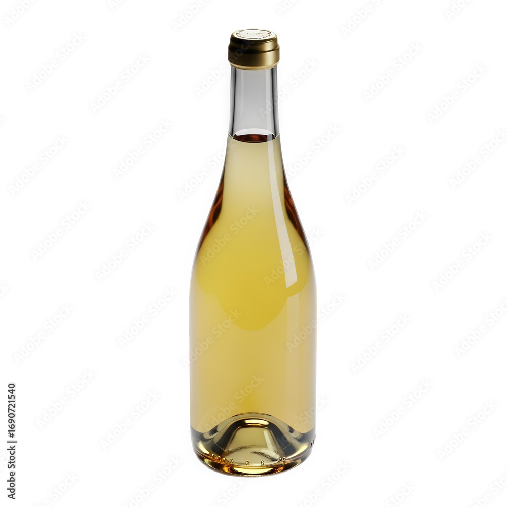 Fototapeta premium Elegant wine bottle with golden liquid isolated on transparent background