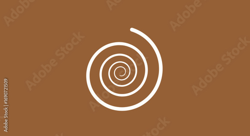 Hypnotic White Spiral on Brown Background.