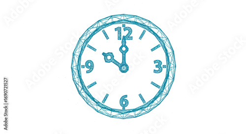 Clock face showing time of ten o clock with blue outline design.