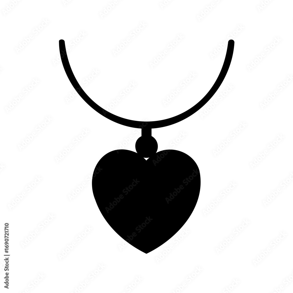 Obraz premium Elegant black necklace with heart shaped pendant on white background design