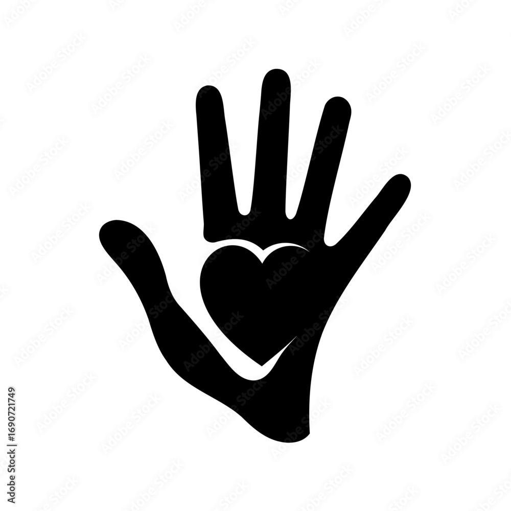 custom made wallpaper toronto digitalBlack Hand with Heart Symbolizing Love and Care, Solidarity and Support