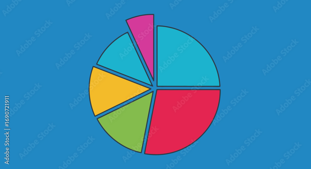 Fototapeta premium Colorful pie chart representing data distribution and statistical analysis visually.