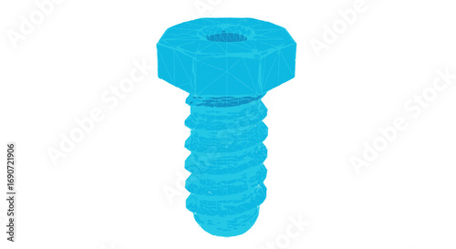 Bright Blue Plastic Screw Detailed Closeup.