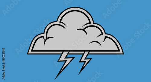 Graphic illustration of a stormy cloud with lightning bolts.
