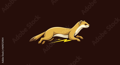 Fast Energetic Weasel Running with Lightning.