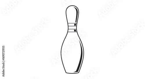 Simple black and white illustration of a classic bowling pin.