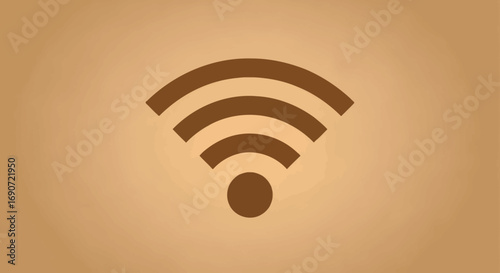 Brown wireless internet connection signal icon graphic.