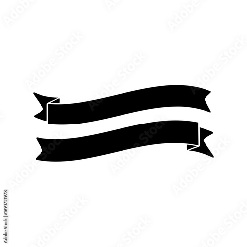 Simple black ribbon banner design element for titles and decorations illustration