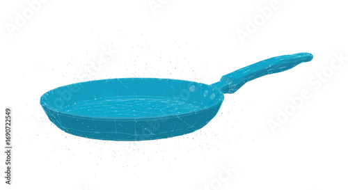 Vibrant Blue Toy Frying Pan Isolated on a White Background.