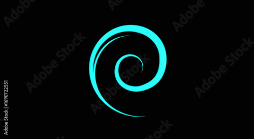 Glowing cyan light trail forming a dynamic spiral shape.