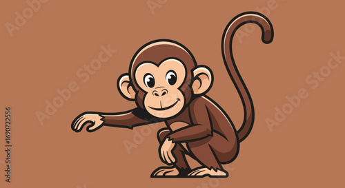 Cute cartoon monkey character illustration with a playful expression.