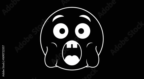Shocked Emoji with Wide Eyes and Open Mouth in White Outline.
