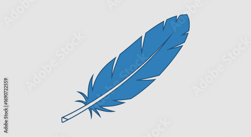 Blue feather illustration isolated on a white background perfect for design and decoration.