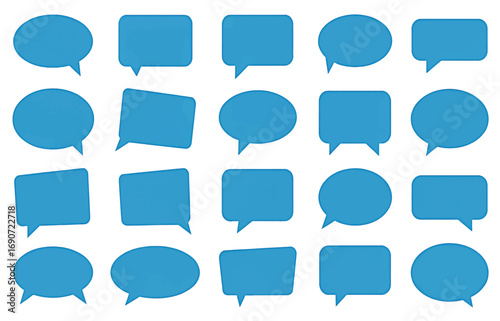 Collection of Diverse Blue Speech Bubbles for Creative Communication