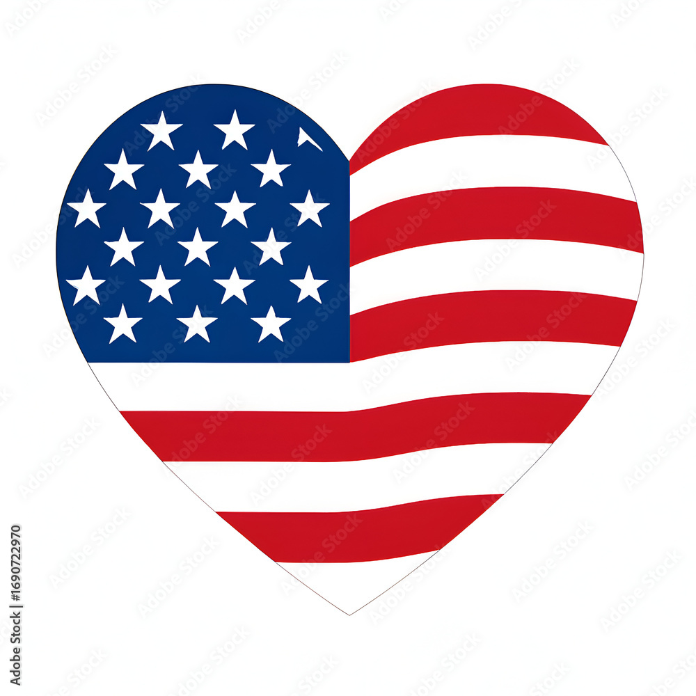 Fototapeta premium Symbol of love for America with heart-shaped American flag design.