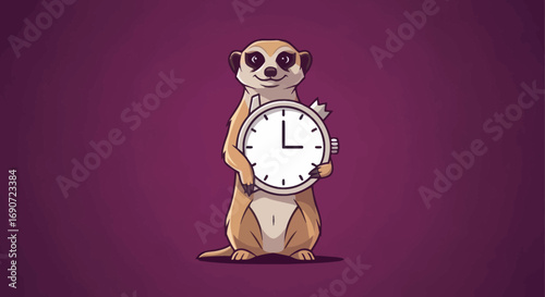 Meerkat Holding a Clock Time Management Concept.