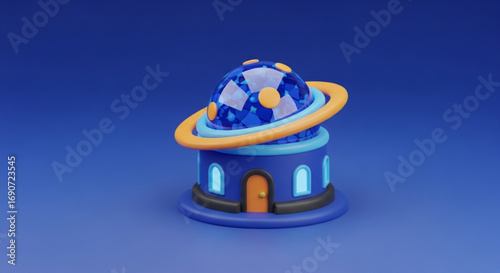 Explore the cosmos with this 3d render of a planetarium observatory for astronomy enthusiasts and science lovers