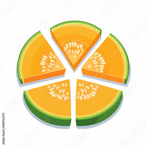 Fresh Melon Slices Detailed Vector Illustration of Juicy Fruit Wedges