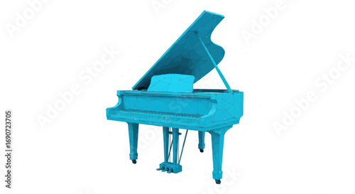 Vibrant Teal Blue Grand Piano.