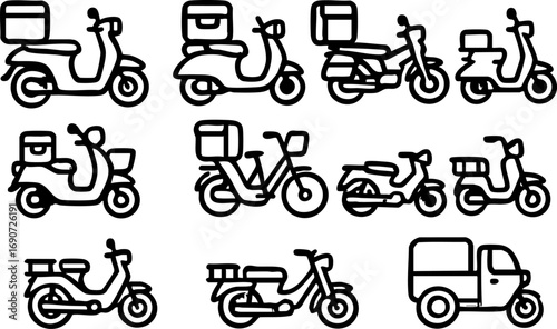 Collection of Delivery Scooter and Moped Icons.