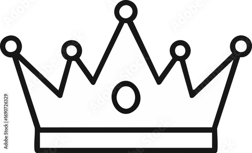 A minimalist black outline drawing of a classic crown symbolizes royalty, power, and achievement, perfect for elegant design projects and iconic branding.