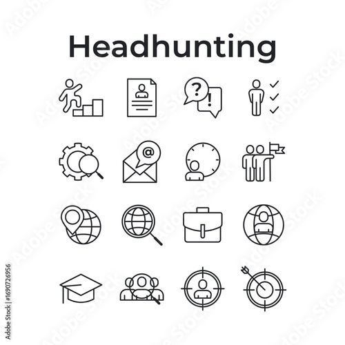 Headhunting Line Icons Set