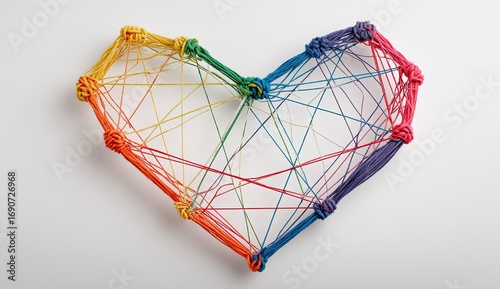 Colorful rainbow heart of string art