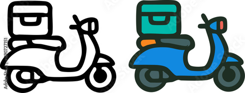 Delivery Scooter Icon with Box.
