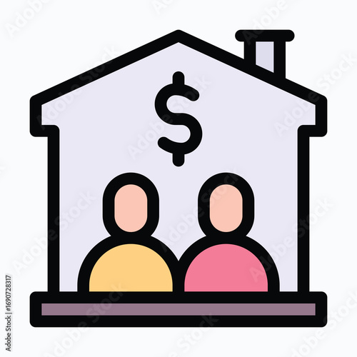 Money in Sharing House Isolated Vector Lineal Color Icon