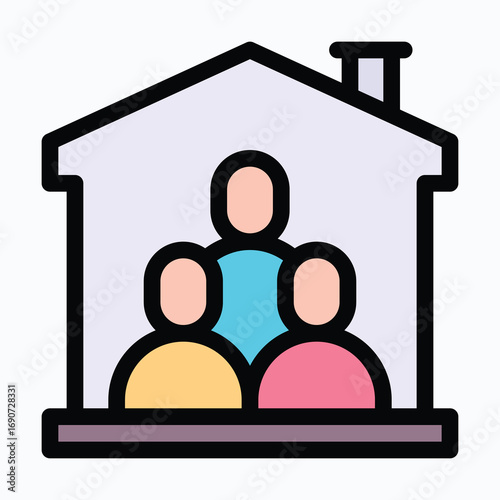 Roommates in Sharing House Isolated Vector Lineal Color Icon