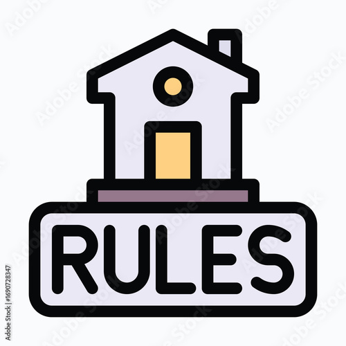House Rules Sharing House Isolated Vector Lineal Color Icon