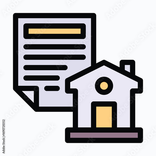 House Contract Sharing House Isolated Vector Lineal Color Icon
